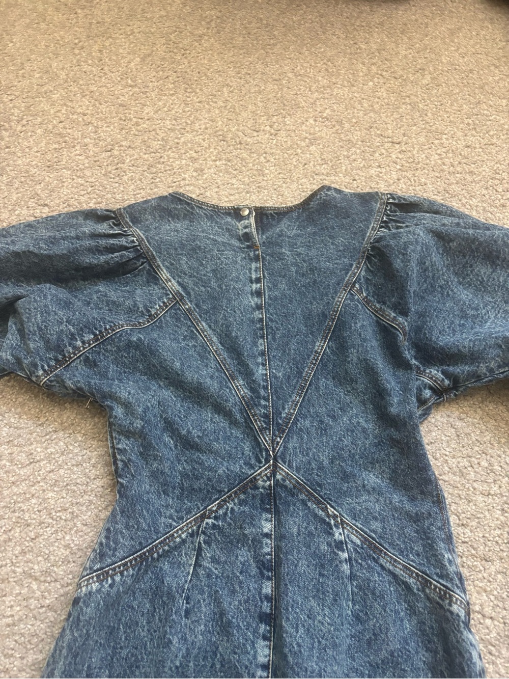 Isabel Marant Midwash Denim Midi Dress with Balloon Sleeves size 38 (6) - Picture 7 of 9